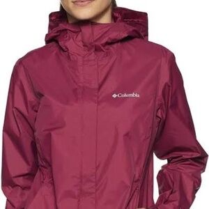 NEW Columbia Women's Arcadia II Rain OMNI TECH Jacket BURGUNDY WINE LARGE L NWT